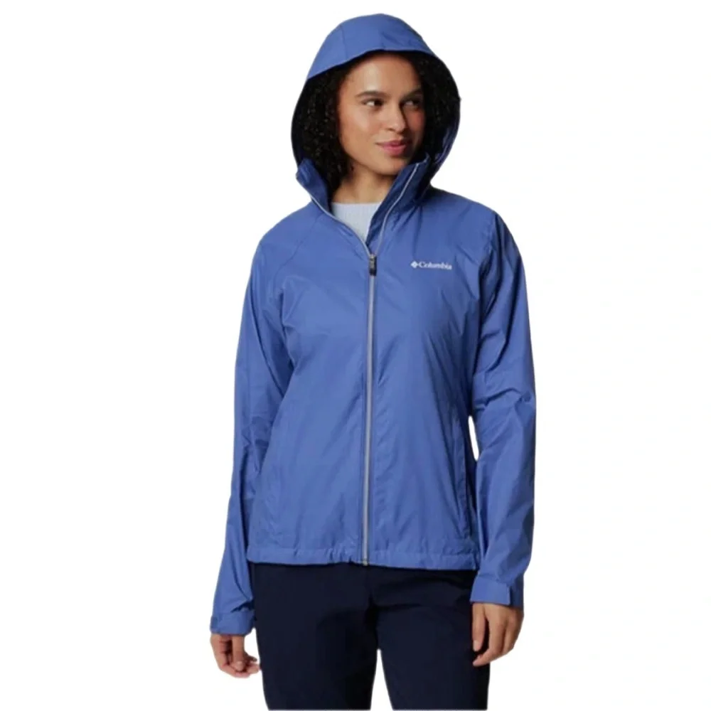 Columbia Switchback III Rain Jacket Blue Full Zip Hooded Pockets size xs NWT
